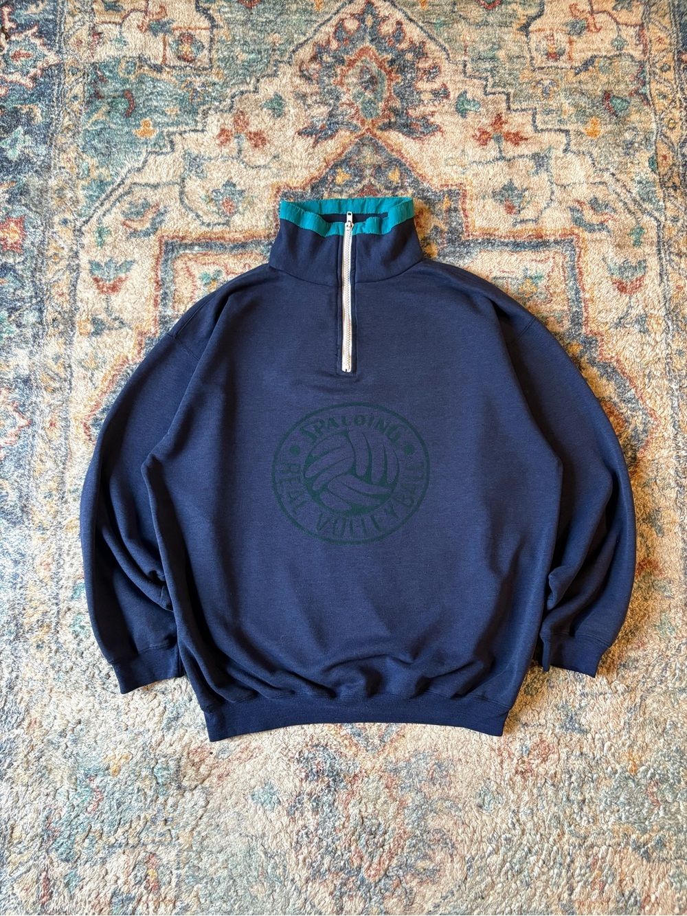 Vintage Spalding Volleyball 1/4 Zip-up Sweatshirt Medium
